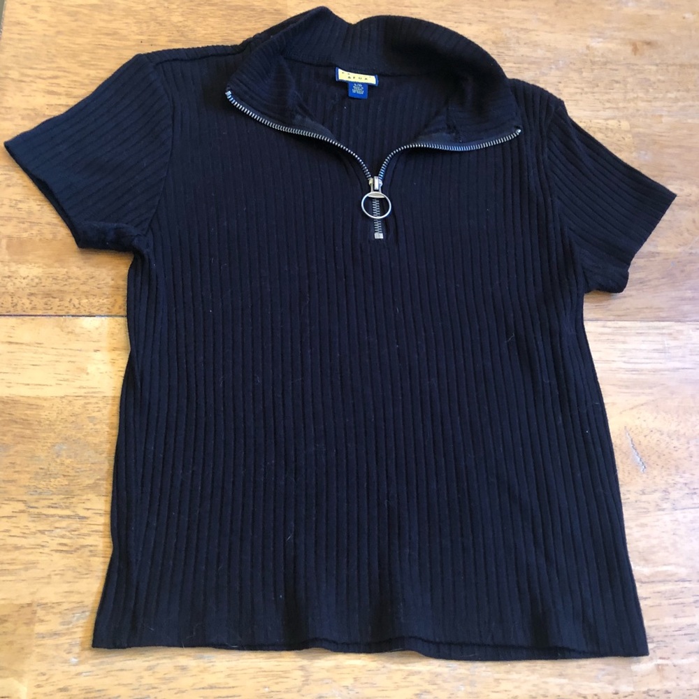 Prince & Fox mock neck zipper sweater top L cute